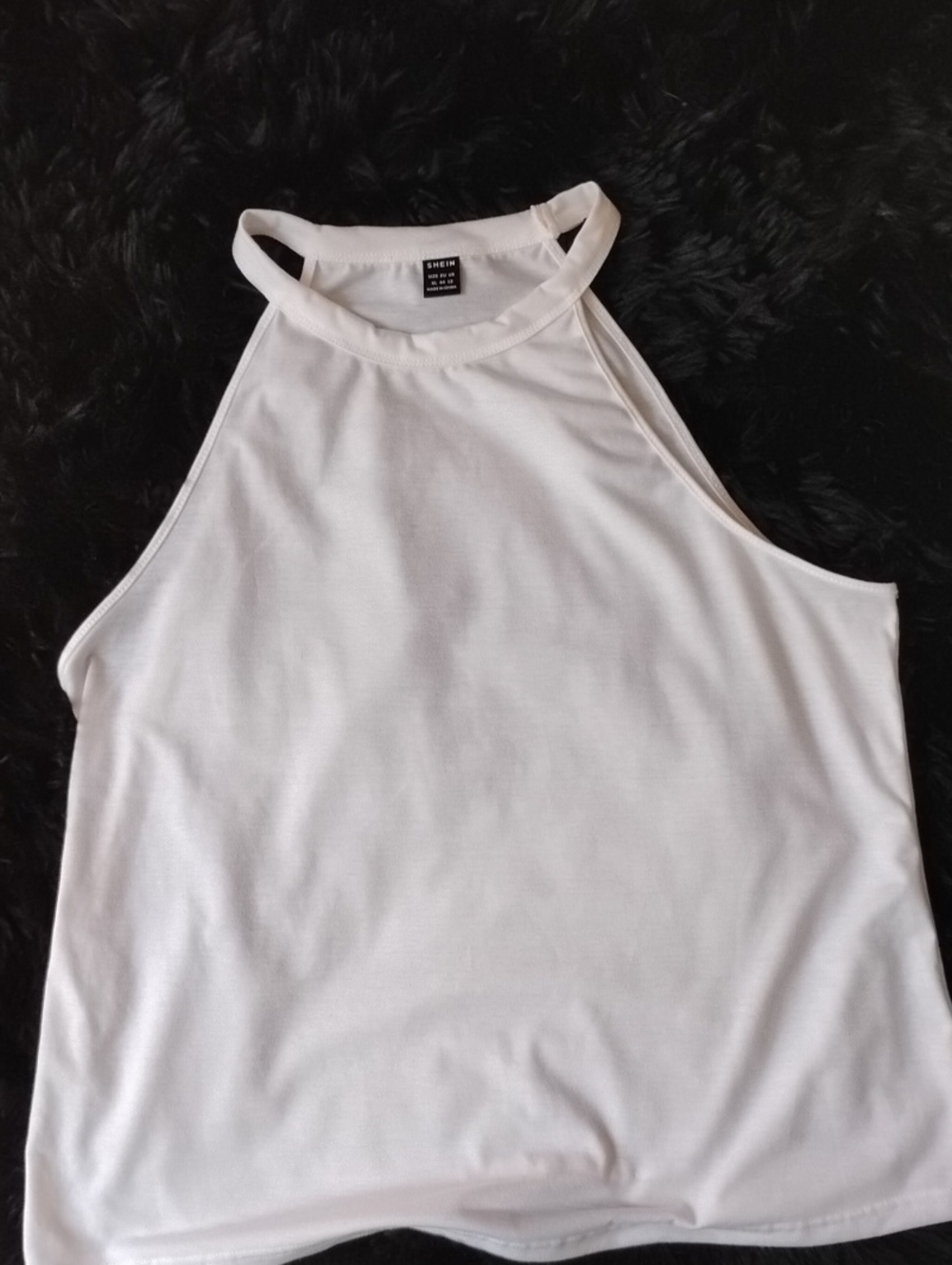 XL White High-Neck Halter Tank Top